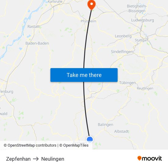 Zepfenhan to Neulingen map