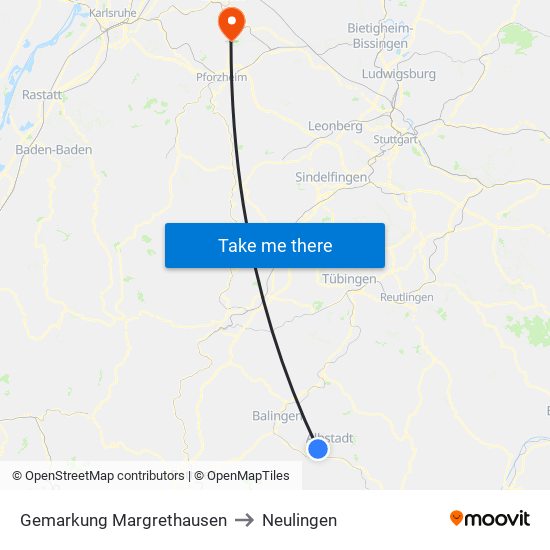 Gemarkung Margrethausen to Neulingen map