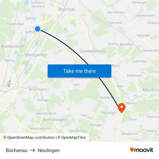 Büchenau to Neulingen map