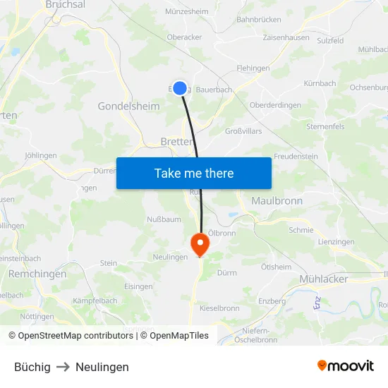 Büchig to Neulingen map