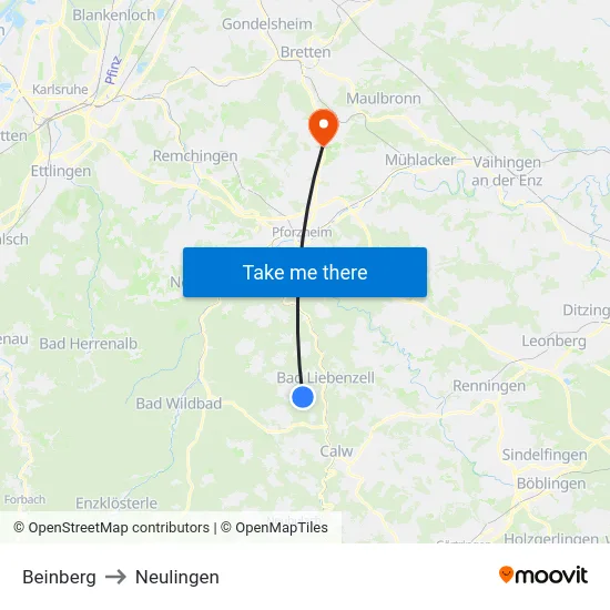 Beinberg to Neulingen map