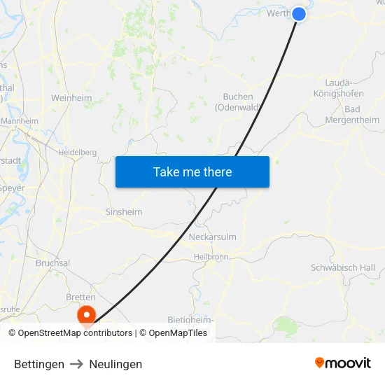 Bettingen to Neulingen map