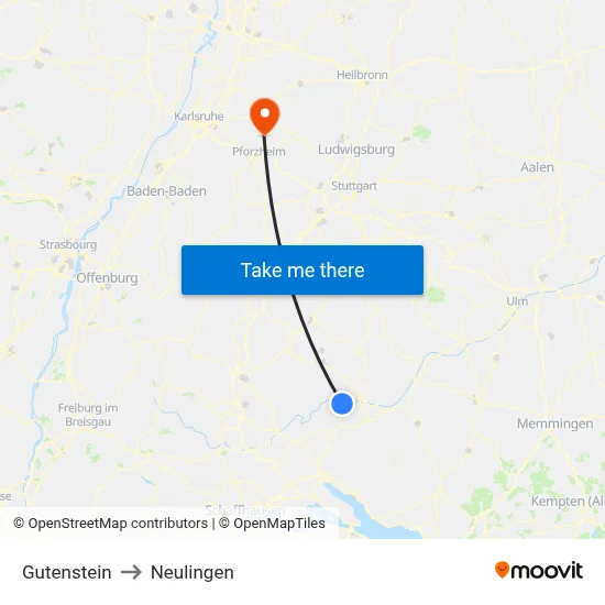 Gutenstein to Neulingen map