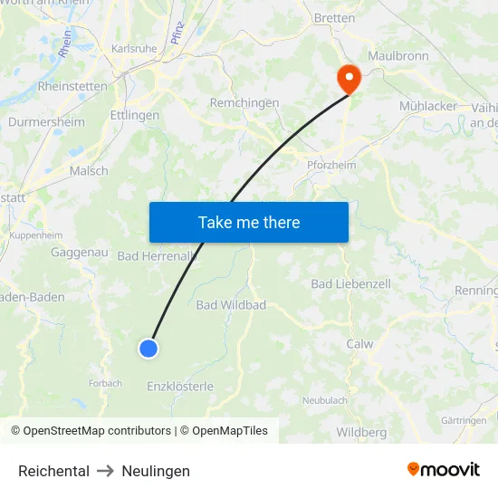 Reichental to Neulingen map