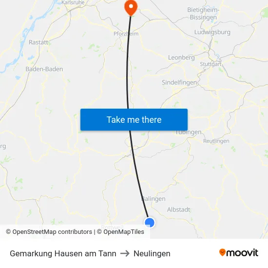Gemarkung Hausen am Tann to Neulingen map