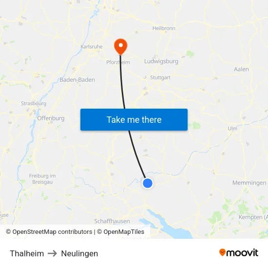 Thalheim to Neulingen map