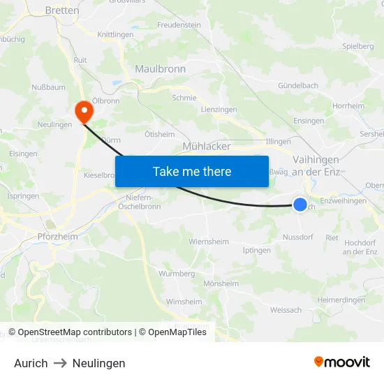 Aurich to Neulingen map