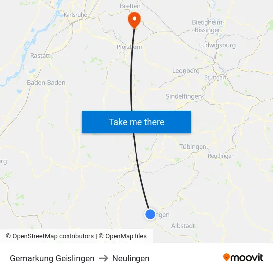 Gemarkung Geislingen to Neulingen map