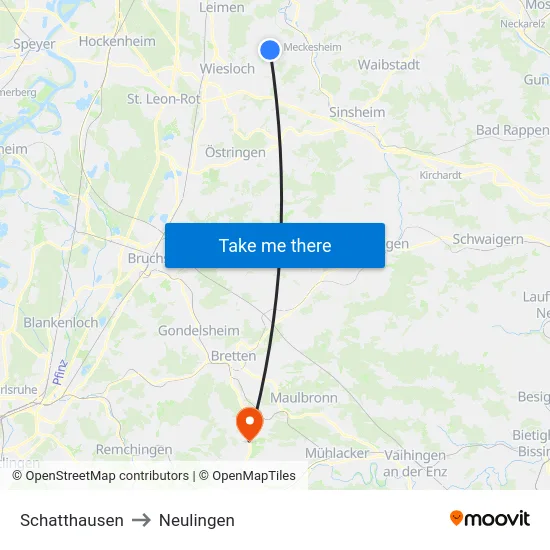 Schatthausen to Neulingen map
