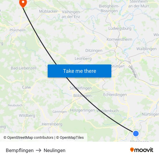 Bempflingen to Neulingen map