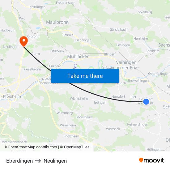 Eberdingen to Neulingen map