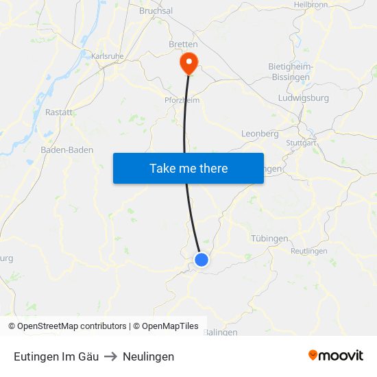 Eutingen Im Gäu to Neulingen map