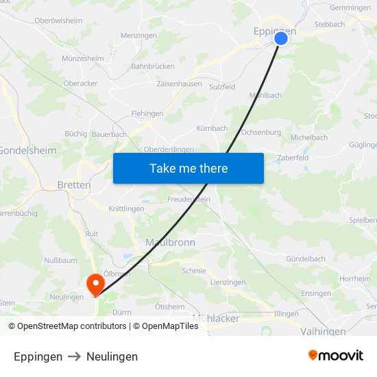 Eppingen to Neulingen map