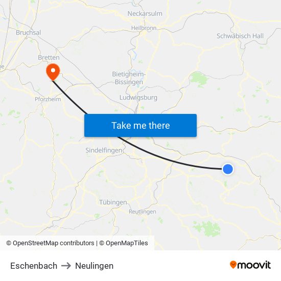 Eschenbach to Neulingen map