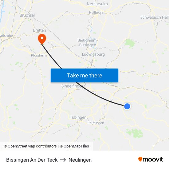 Bissingen An Der Teck to Neulingen map