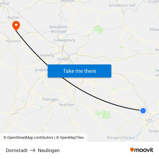 Dornstadt to Neulingen map