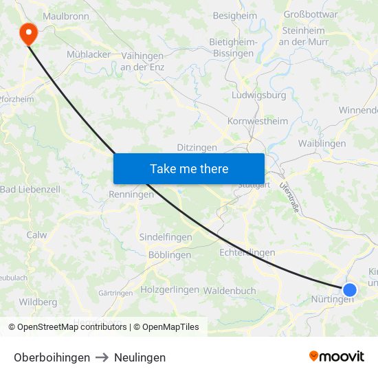 Oberboihingen to Neulingen map