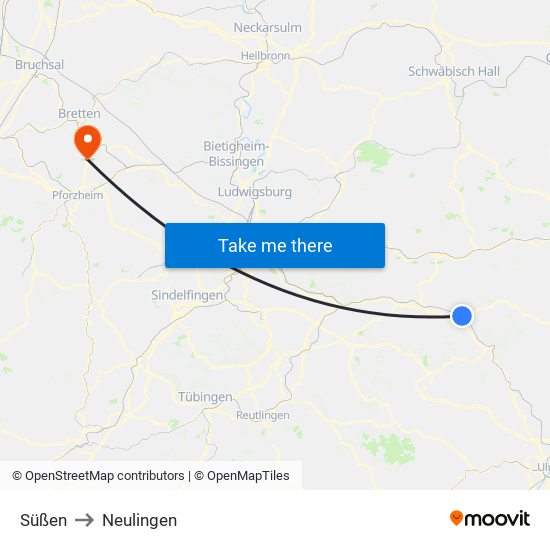 Süßen to Neulingen map