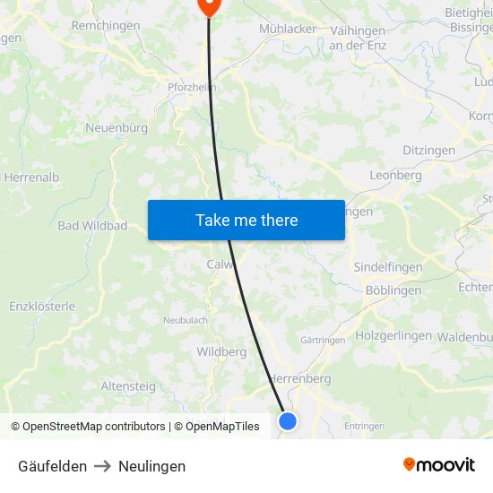 Gäufelden to Neulingen map