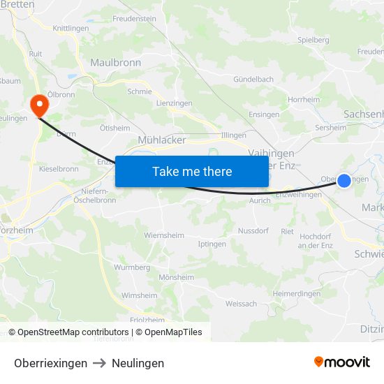 Oberriexingen to Neulingen map