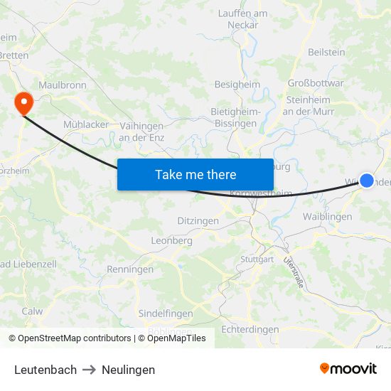 Leutenbach to Neulingen map