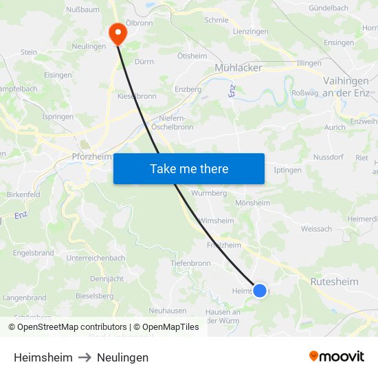 Heimsheim to Neulingen map