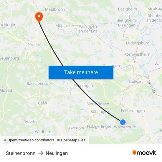 Steinenbronn to Neulingen map