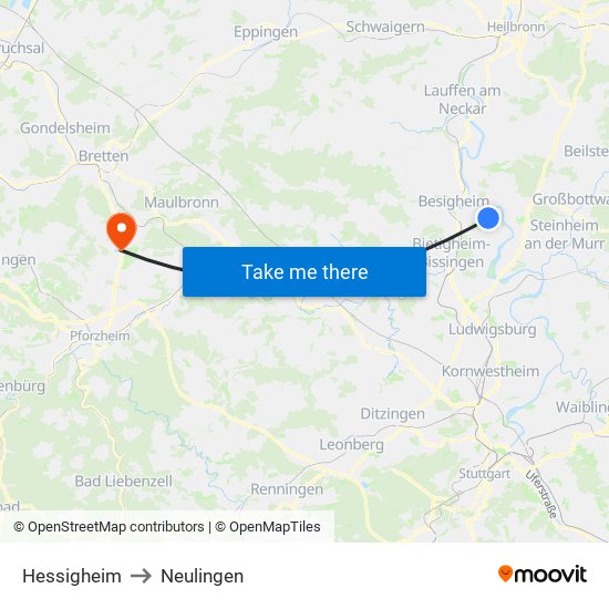 Hessigheim to Neulingen map
