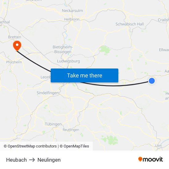 Heubach to Neulingen map