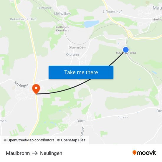 Maulbronn to Neulingen map