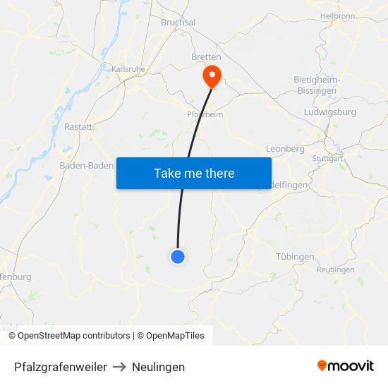 Pfalzgrafenweiler to Neulingen map