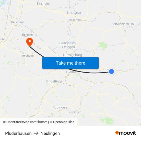 Plüderhausen to Neulingen map