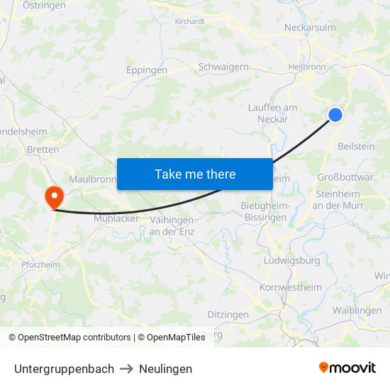 Untergruppenbach to Neulingen map