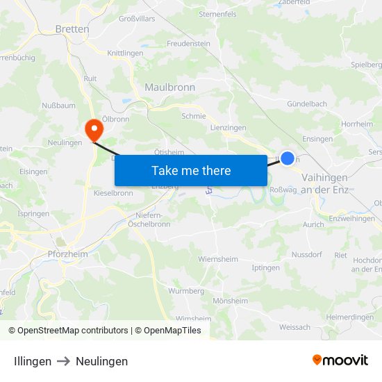Illingen to Neulingen map