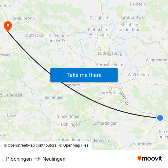 Plochingen to Neulingen map