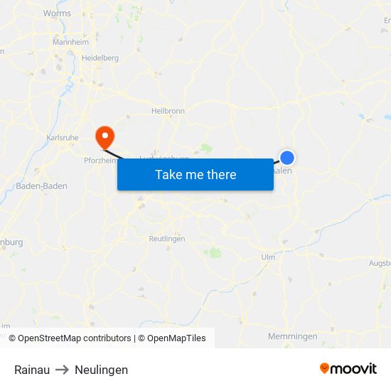 Rainau to Neulingen map