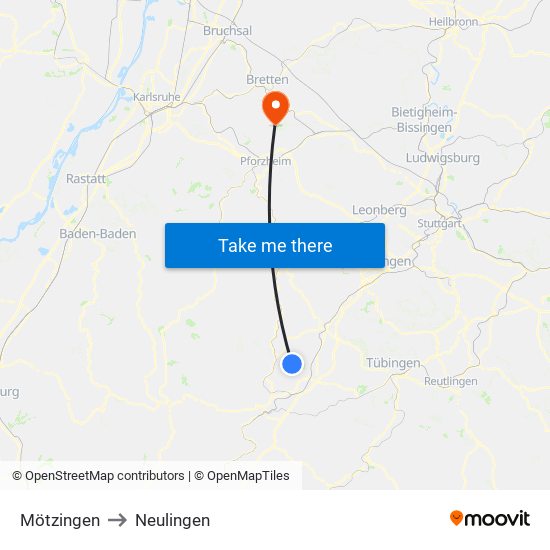 Mötzingen to Neulingen map