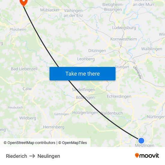 Riederich to Neulingen map