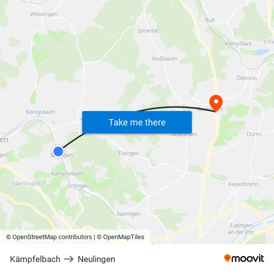Kämpfelbach to Neulingen map