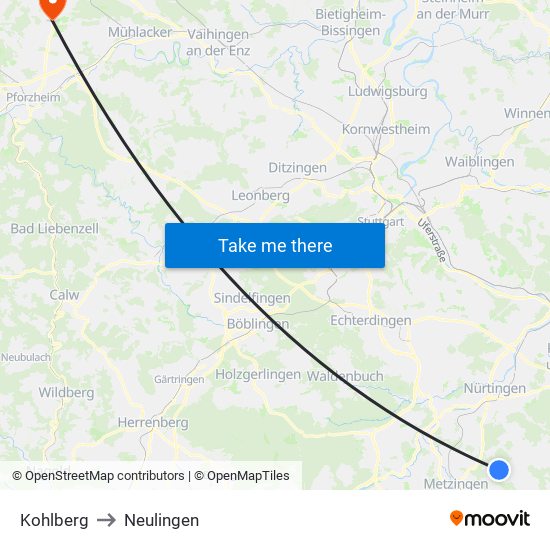 Kohlberg to Neulingen map