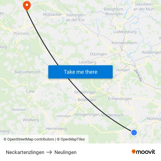 Neckartenzlingen to Neulingen map