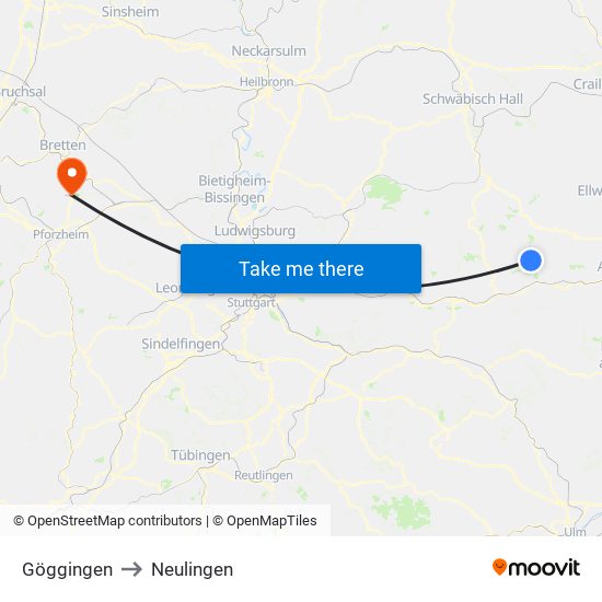 Göggingen to Neulingen map