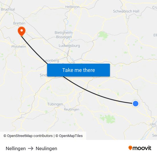 Nellingen to Neulingen map