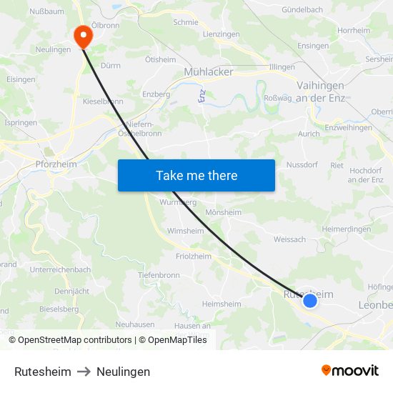 Rutesheim to Neulingen map