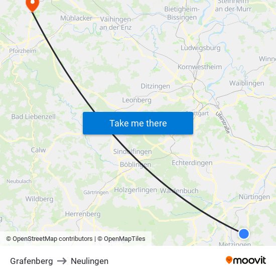 Grafenberg to Neulingen map