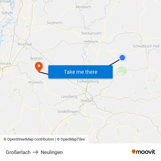 Großerlach to Neulingen map