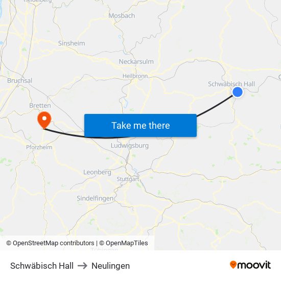 Schwäbisch Hall to Neulingen map