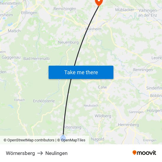 Wörnersberg to Neulingen map