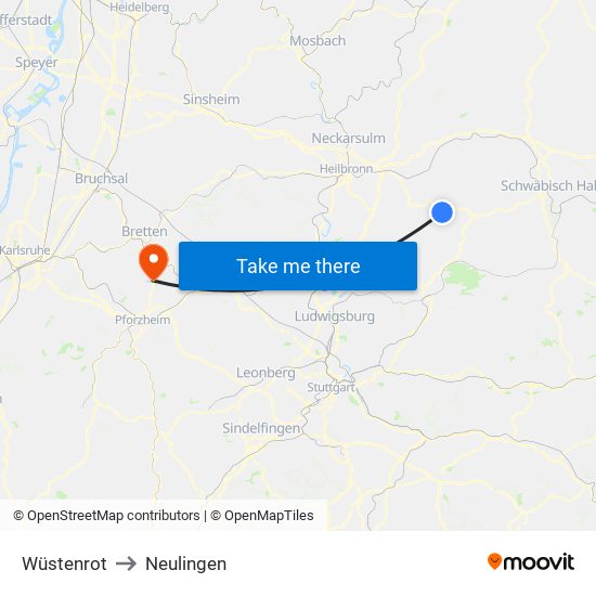 Wüstenrot to Neulingen map
