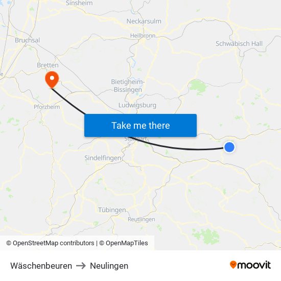 Wäschenbeuren to Neulingen map